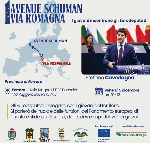 Il presidente Garuti a "1, Avenue Schuman – via Romagna” – Tappa a Ferrara con l’Onorevole Stefano Cavedagna